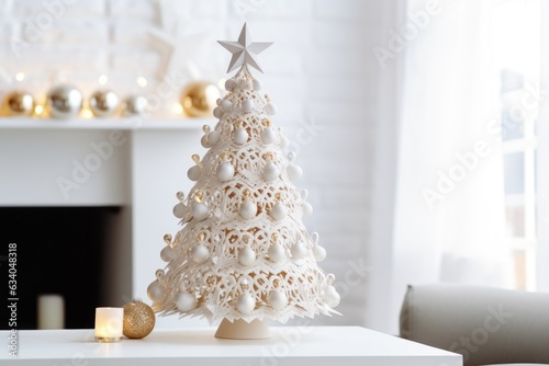Alternative handmade paper christmas tree. DIY, hobby, zero waste xmas idea © netrun78