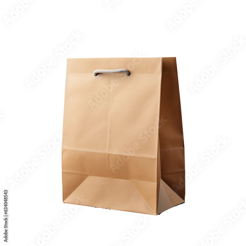 Recyclable paper bag on transparent background used for meals with eco friendly design
