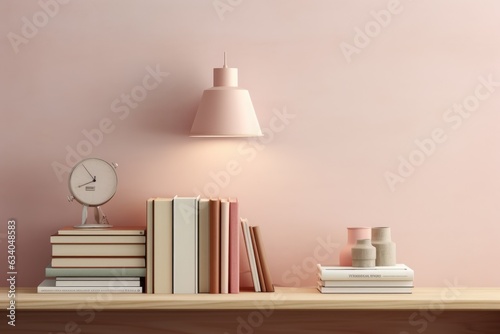 Table lamp with copy space. Reading, studying, office space concept