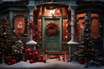 Keuken achterwand Bruin Traditional houses decorated with christmas garlands and lights  © netrun78