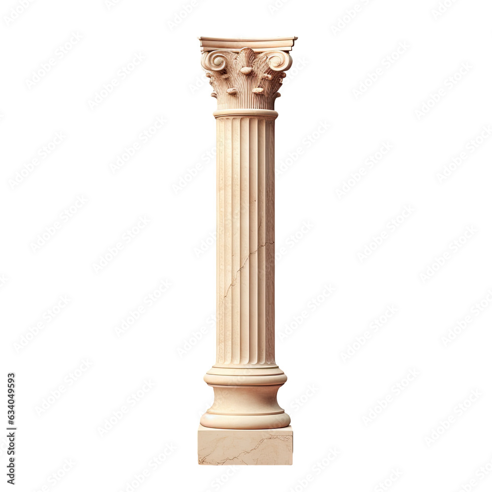 Alone Greek pillar on transparent background - obrazy, fototapety, plakaty 