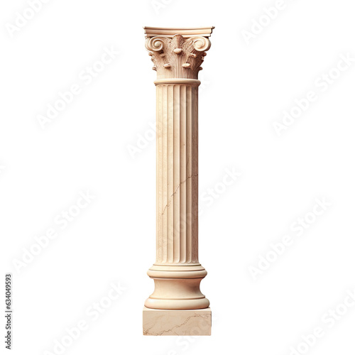 Alone Greek pillar on transparent background