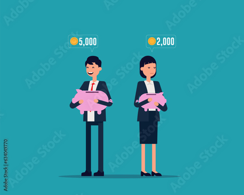 Gender pay gap and inequality in salary. Wage difference concept. Vector illustration in cartoon style