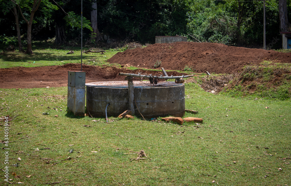 A well used for pumping ground water for drinking and irrigation purpose, Kolli Hills, Tamil Nadu, India