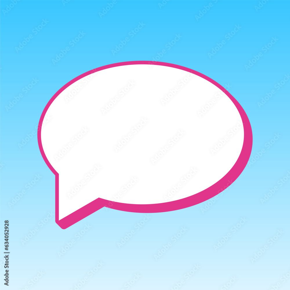Speech bubble icon. Cerise pink with white Icon at picton blue background. Illustration.