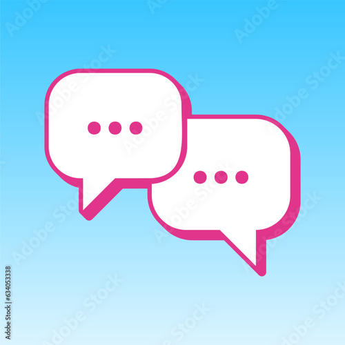 Speech bubbles sign. Cerise pink with white Icon at picton blue background. Illustration.