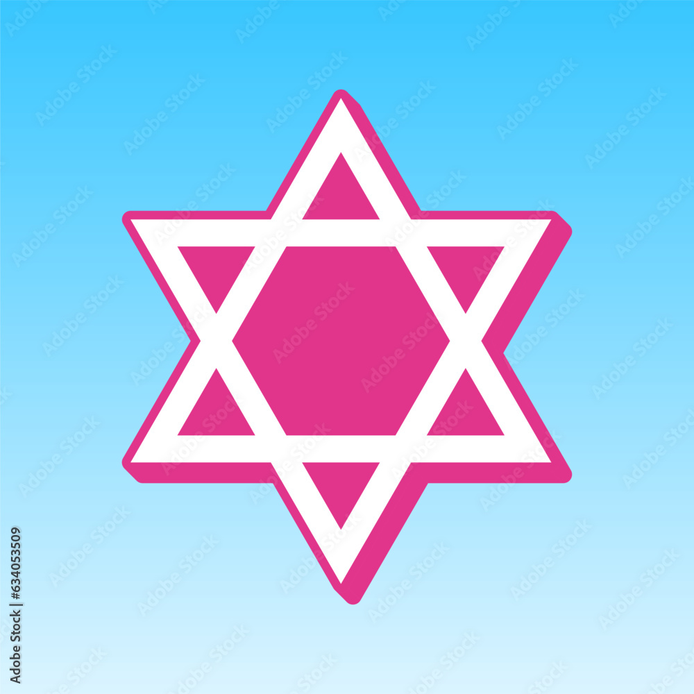Shield Magen David Star. Symbol of Israel. Cerise pink with white Icon at picton blue background. Illustration. Shield Magen David Star. Symbol of Israel. Cerise pink with white Icon at picton blue background. Illustration.