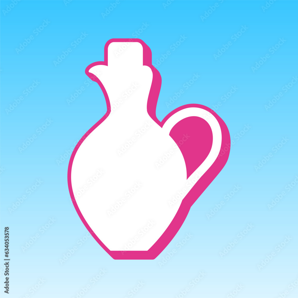 Amphora sign illustration. Cerise pink with white Icon at picton blue background. Illustration. Amphora sign illustration. Cerise pink with white Icon at picton blue background. Illustration.