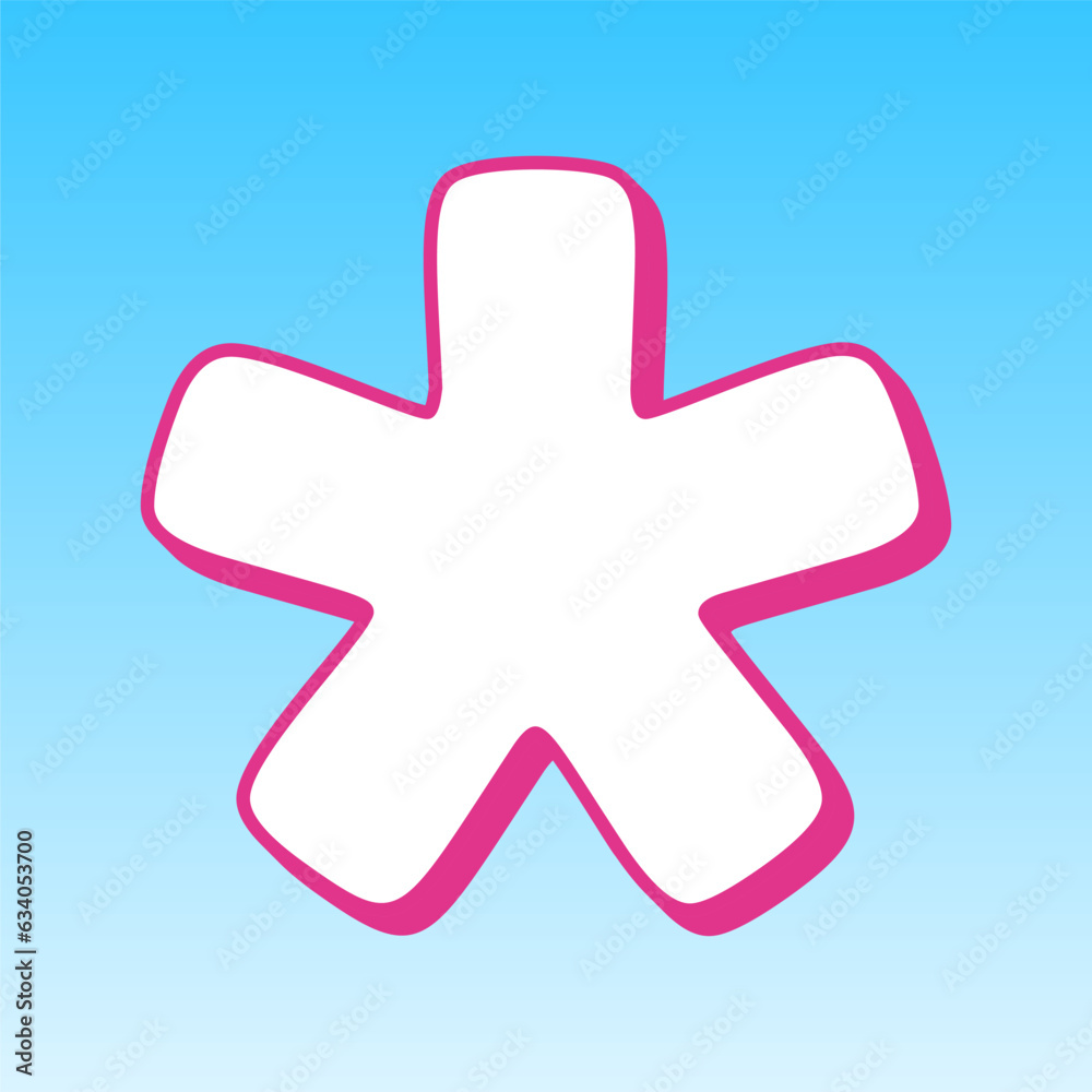Asterisk star sign. Cerise pink with white Icon at picton blue background. Illustration. Asterisk star sign. Cerise pink with white Icon at picton blue background. Illustration.