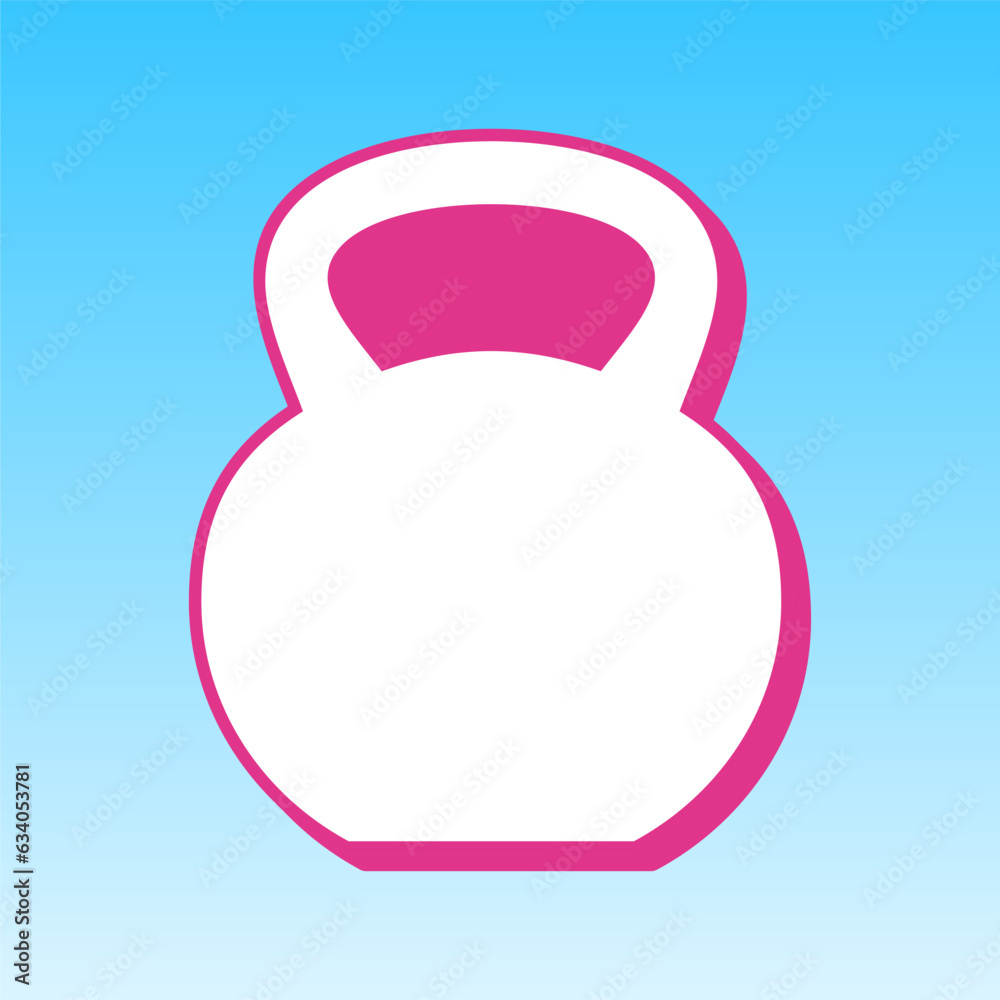 Fitness Dumbbell sign. Cerise pink with white Icon at picton blue background. Illustration. Fitness Dumbbell sign. Cerise pink with white Icon at picton blue background. Illustration.