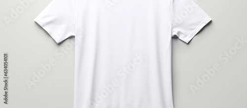 Front view of a blank white T shirt used as a design template and isolated on a white background