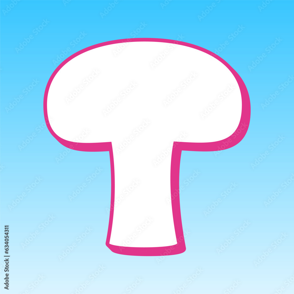 Mushroom simple sign. Cerise pink with white Icon at picton blue background. Illustration. Mushroom simple sign. Cerise pink with white Icon at picton blue background. Illustration.