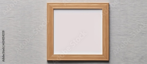 Empty horizontal picture frame mockup on white wall single wood frame template