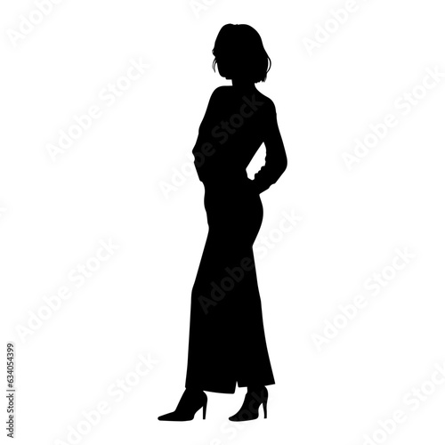 Vector illustration. Silhouette of a girl in high heels.