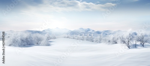 Snowy field with hills and smooth surface on isolated white background
