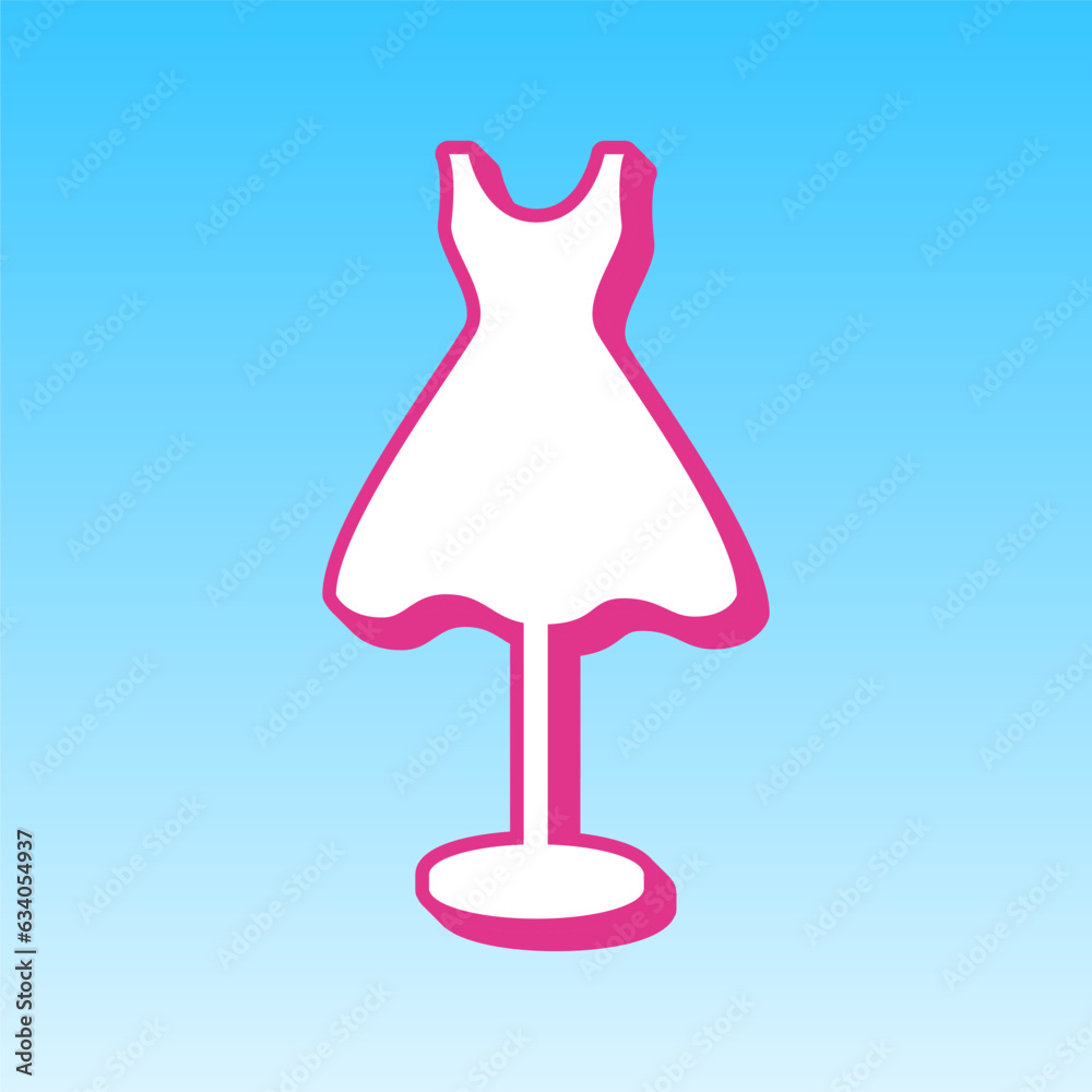 Mannequin with dress sign. Cerise pink with white Icon at picton blue background. Illustration. Mannequin with dress sign. Cerise pink with white Icon at picton blue background. Illustration.