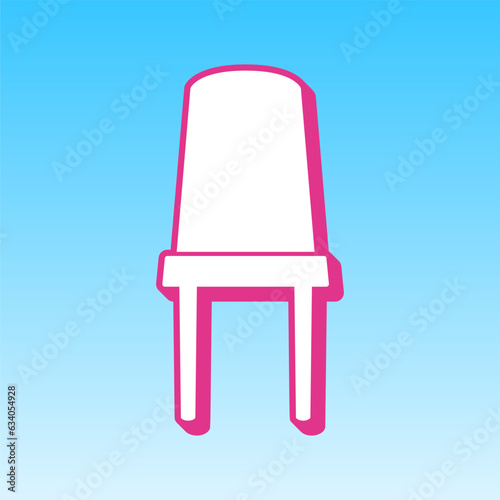 Office chair sign. Cerise pink with white Icon at picton blue background. Illustration.