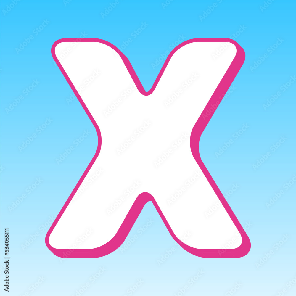 Letter X sign design template element. Cerise pink with white Icon at picton blue background. Illustration. Letter X sign design template element. Cerise pink with white Icon at picton blue background. Illustration.