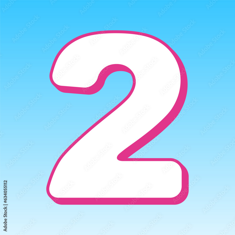 Naklejka premium Number 2 sign design template elements. Cerise pink with white Icon at picton blue background. Illustration.