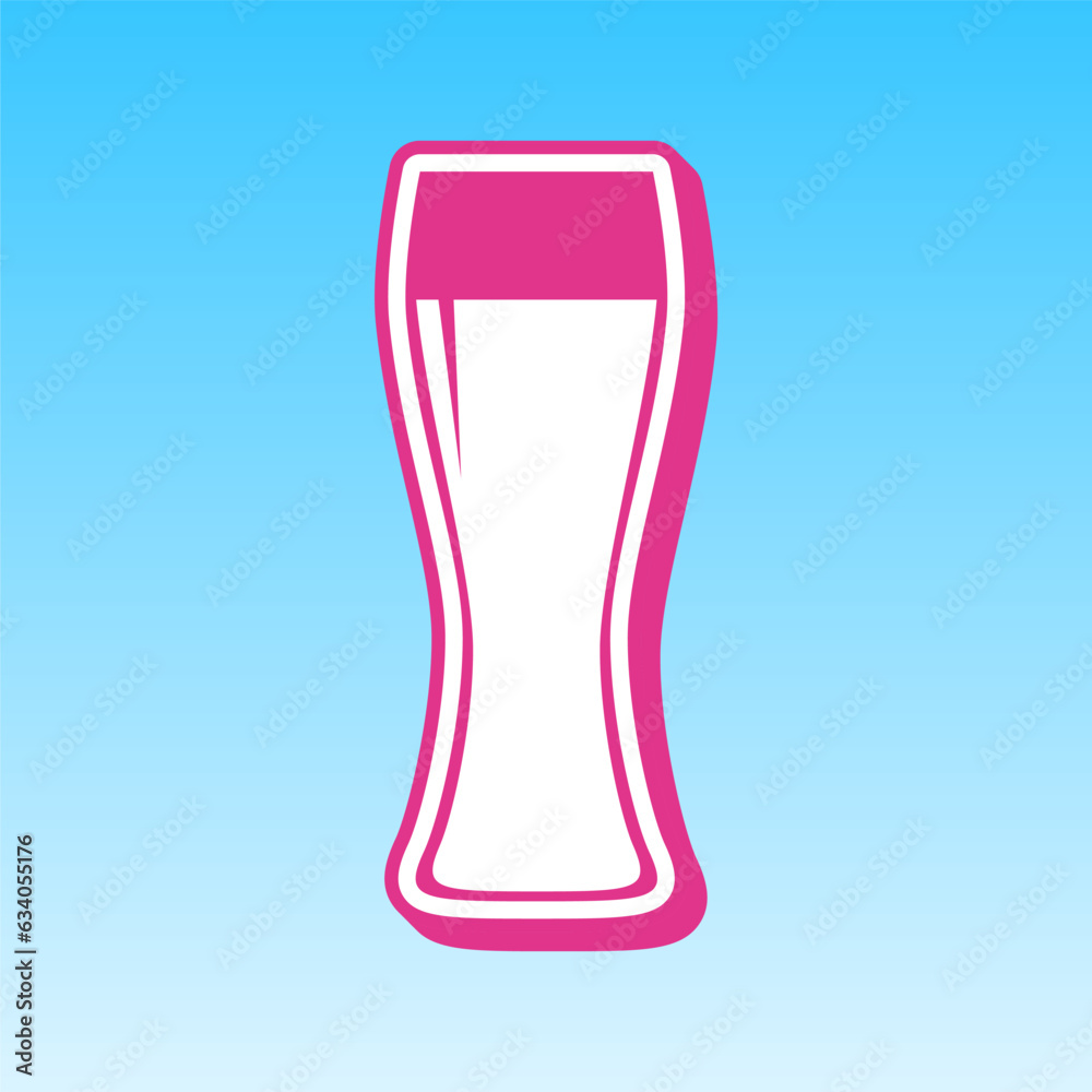 Beer glass sign. Cerise pink with white Icon at picton blue background. Illustration. Beer glass sign. Cerise pink with white Icon at picton blue background. Illustration.