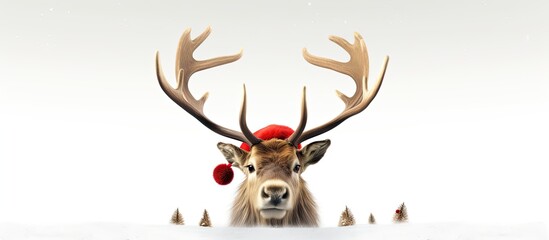 Keuken achterwand Kerstmis motieven patronen Rendier met rode neus en kerstmuts  © HN Works