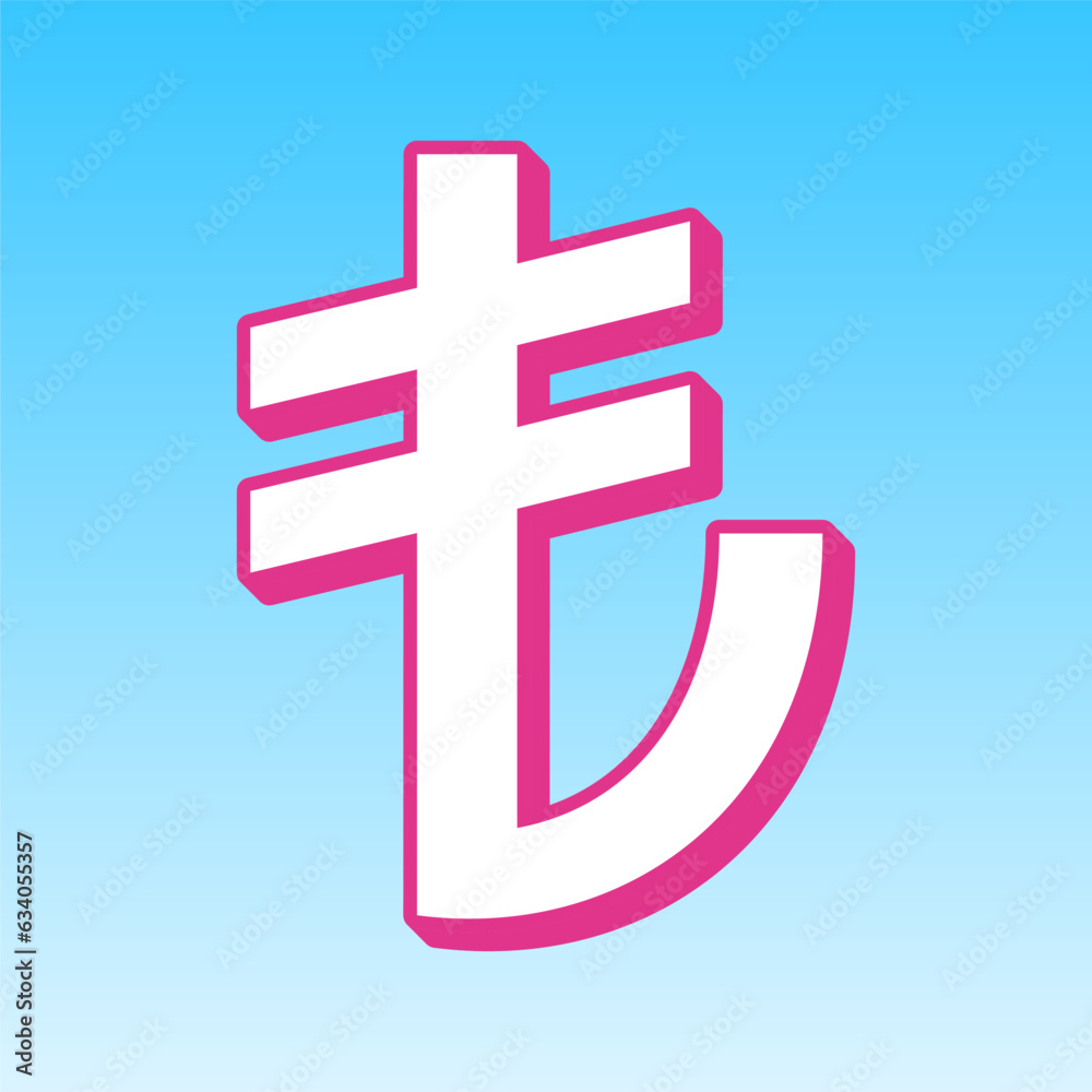 Turkiey Lira sign. Cerise pink with white Icon at picton blue background. Illustration. Turkiey Lira sign. Cerise pink with white Icon at picton blue background. Illustration.