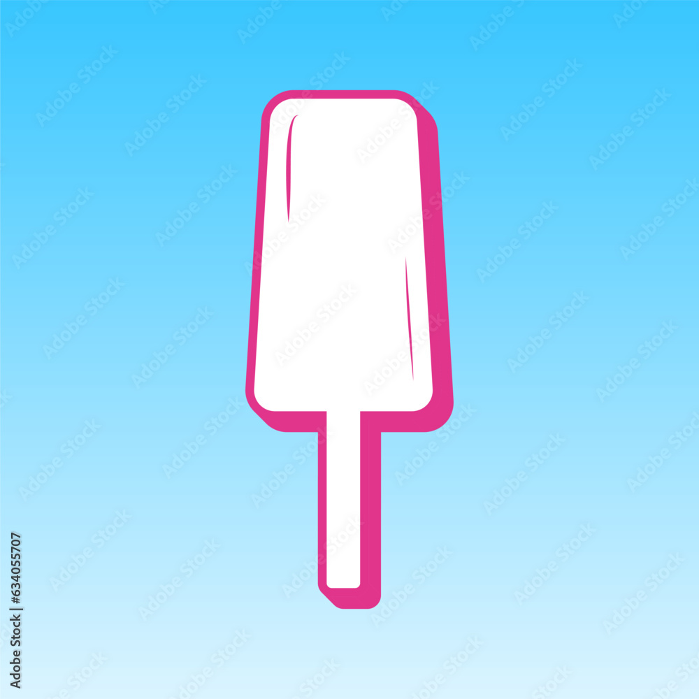 Ice Cream sign. Cerise pink with white Icon at picton blue background. Illustration. Ice Cream sign. Cerise pink with white Icon at picton blue background. Illustration.