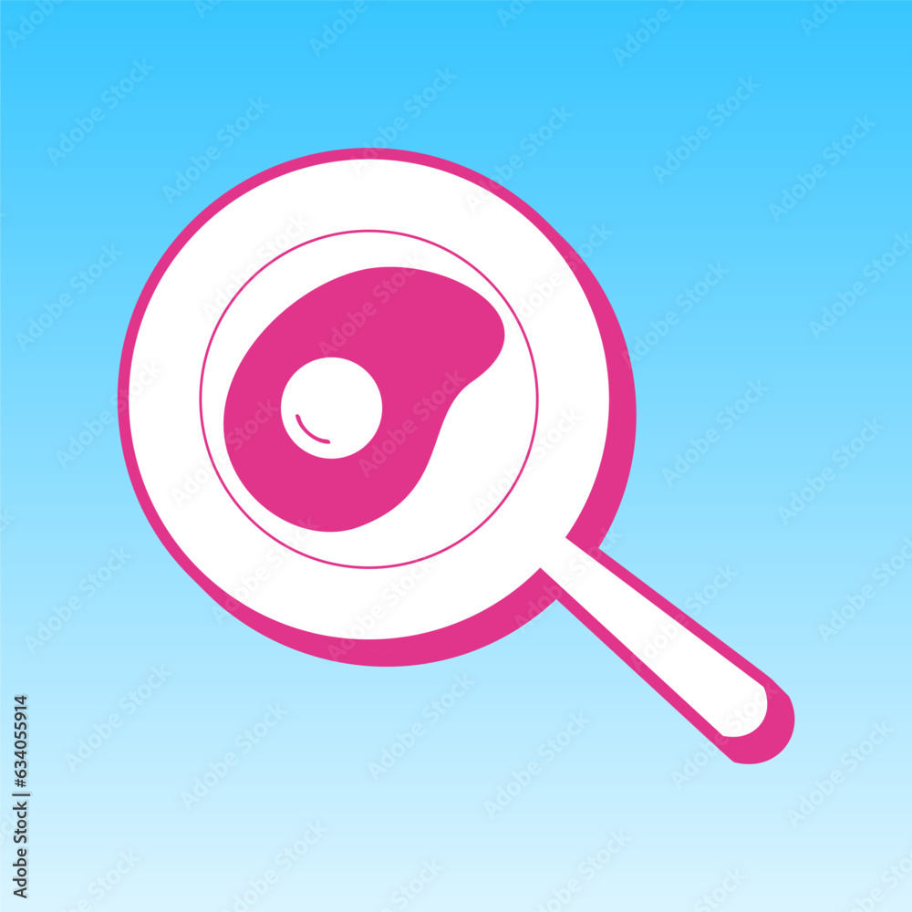 Omelet at pan icon. Cerise pink with white Icon at picton blue background. Illustration. Omelet at pan icon. Cerise pink with white Icon at picton blue background. Illustration.