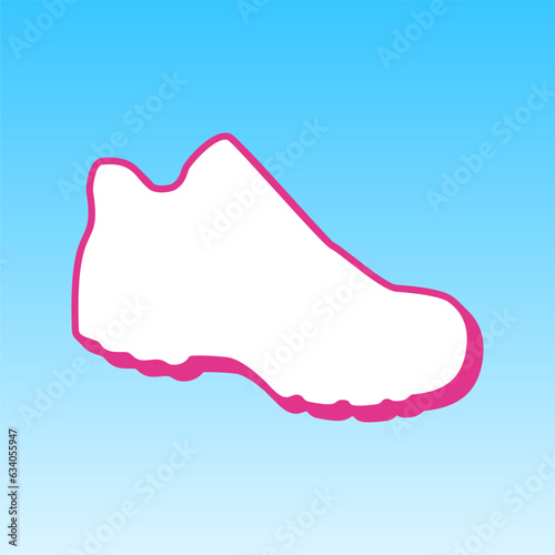 Boot sign. Cerise pink with white Icon at picton blue background. Illustration.