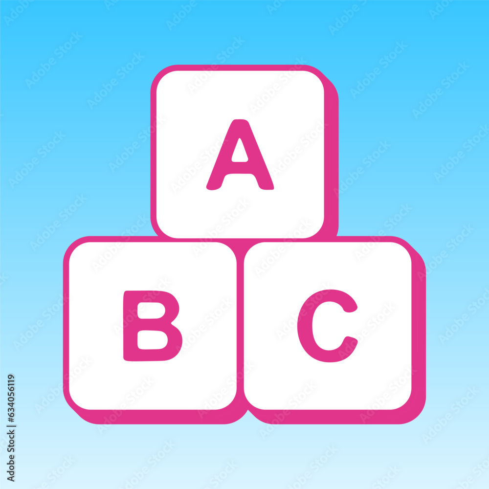 ABC cube sign illustration. Cerise pink with white Icon at picton blue background. Illustration. ABC cube sign illustration. Cerise pink with white Icon at picton blue background. Illustration.