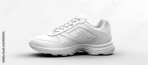 White trainers on a white background in leather