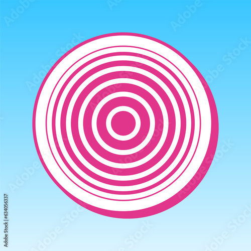Meridians from top view. Cerise pink with white Icon at picton blue background. Illustration.