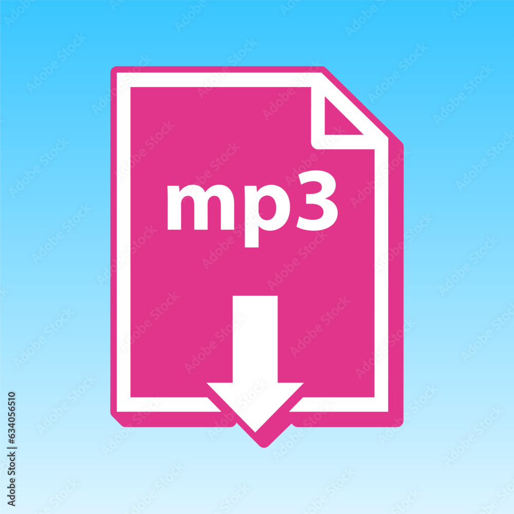 Mp3 download sign. Cerise pink with white Icon at picton blue background. Illustration. Mp3 download sign. Cerise pink with white Icon at picton blue background. Illustration.