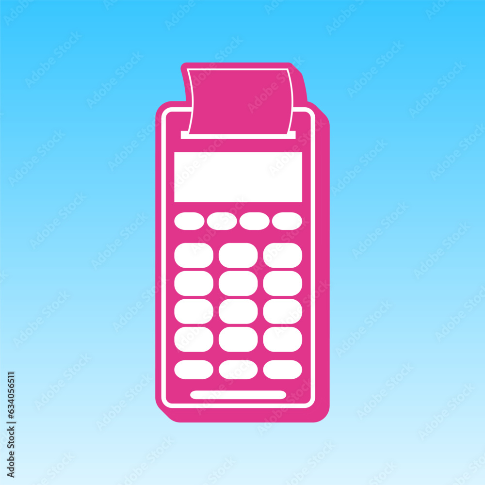 Pay terminal. NFC payments sign. Cerise pink with white Icon at picton blue background. Illustration. Pay terminal. NFC payments sign. Cerise pink with white Icon at picton blue background. Illustration.