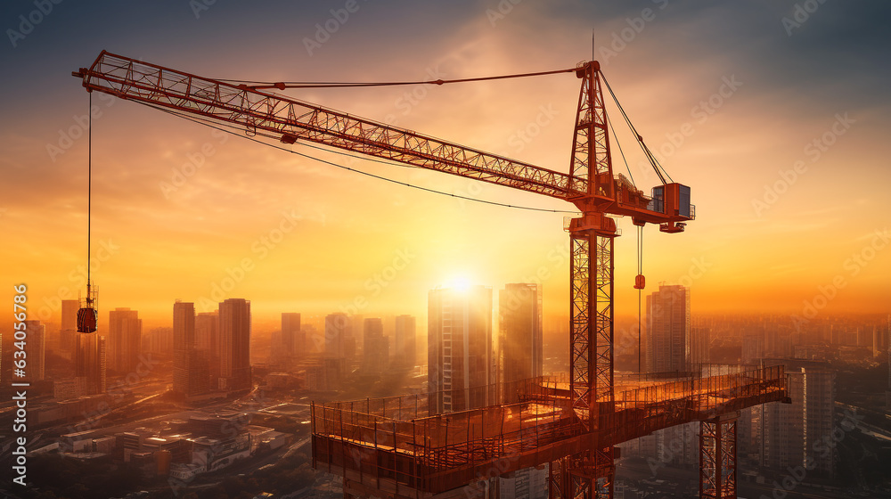 The crane is lifting the steel beam high into the air, industrial machinery stock photos The crane is lifting the steel beam high into the air, industrial machinery stock photos