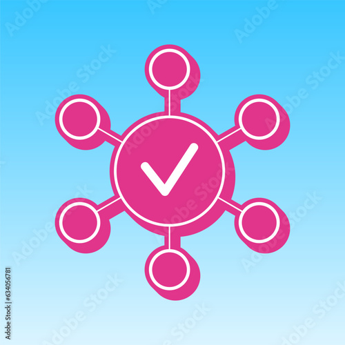 Infographic sign. Cerise pink with white Icon at picton blue background. Illustration.