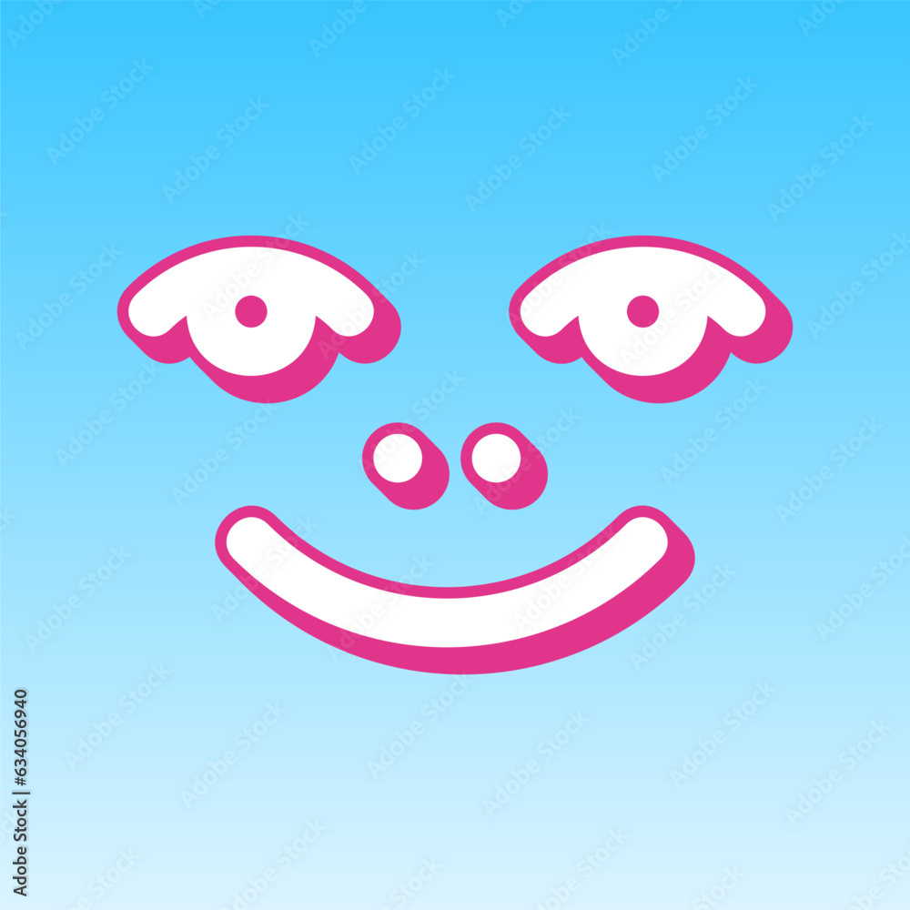 Smile icon. Cerise pink with white Icon at picton blue background. Illustration. Smile icon. Cerise pink with white Icon at picton blue background. Illustration.