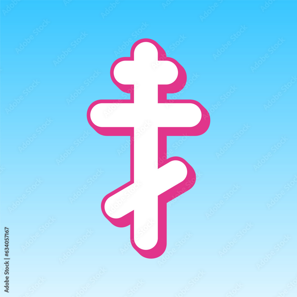 Fototapeta premium Cross sign. Cerise pink with white Icon at picton blue background. Illustration.