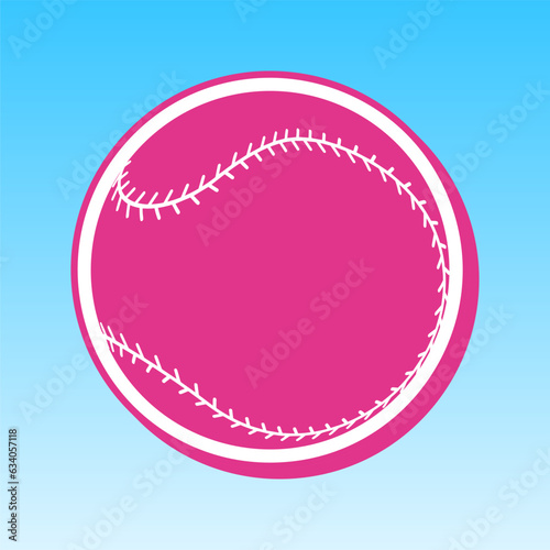 Baseball ball sign. Cerise pink with white Icon at picton blue background. Illustration.