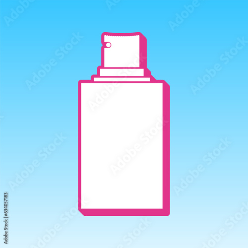 Spray sign. Cerise pink with white Icon at picton blue background. Illustration.
