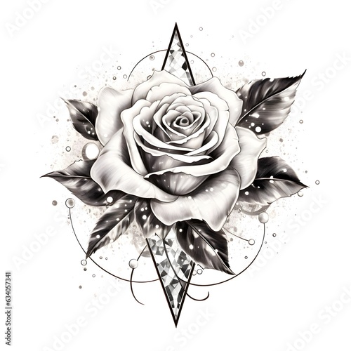 black and white rose