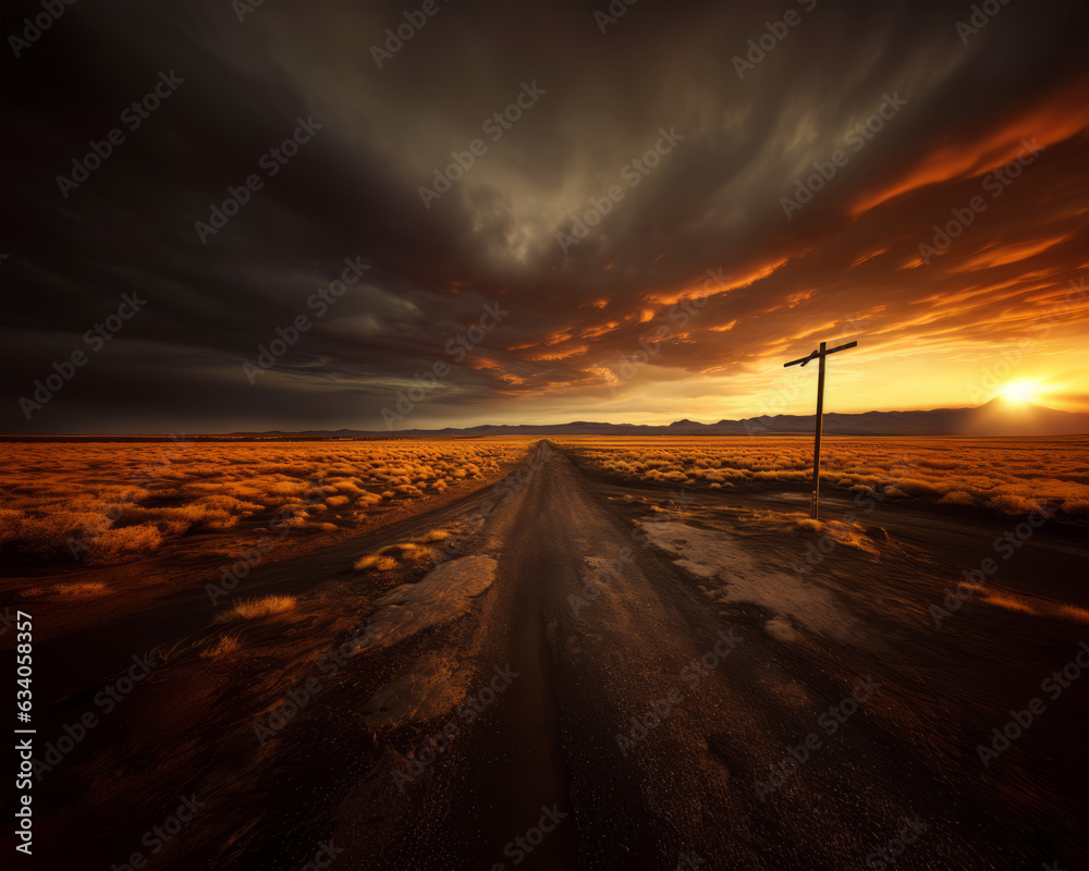 Country Barren Road to Cloudy Horizon