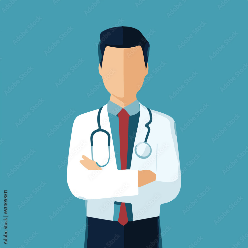 Portrait of a male doctor with a stethoscope, simple flat design vector illustration Portrait of a male doctor with a stethoscope, simple flat design vector illustration