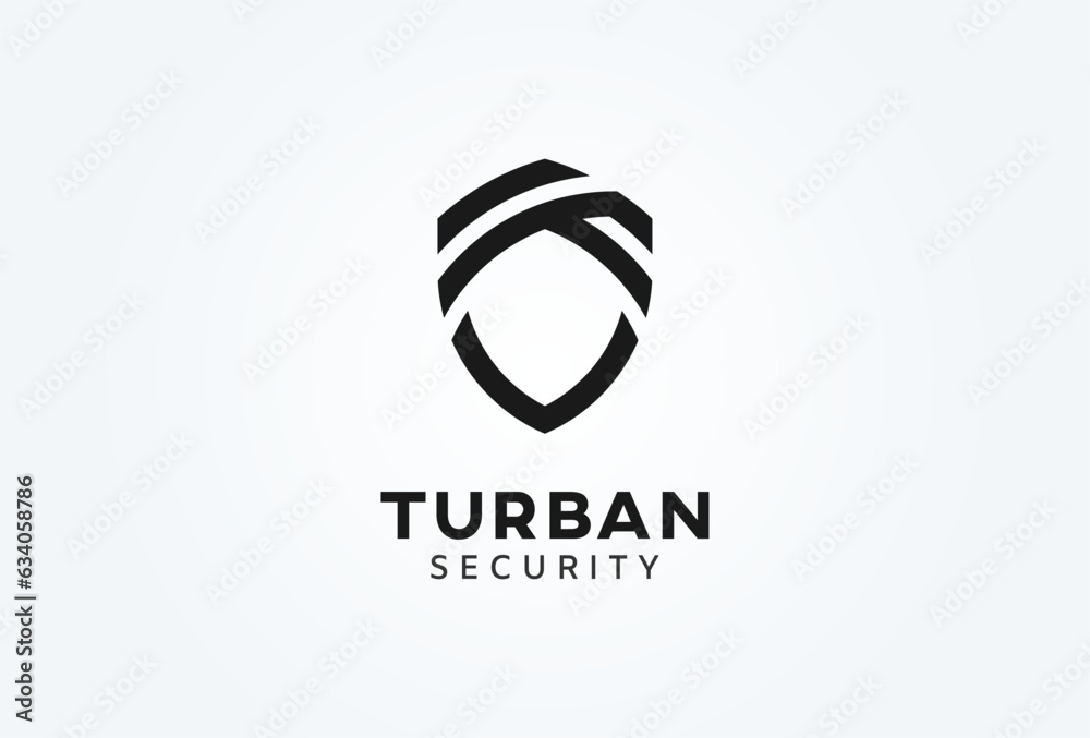 Obraz premium Turban Logo. turban and shield combination. flat design logo template. vector illustration