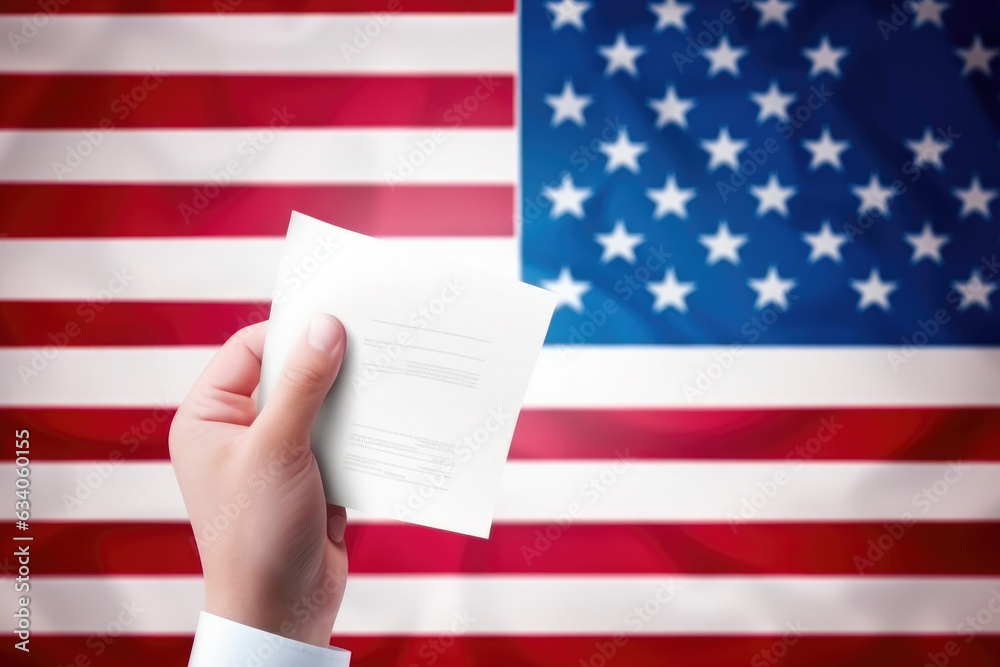 Obraz premium Patriotic Voting: USA Flag Backdrop