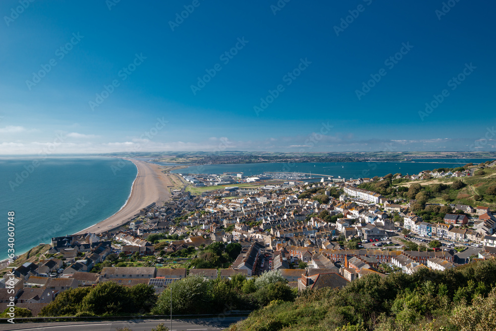 Obraz na plátně Top view of Jurassic Coast from Portland town, UK.