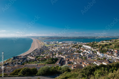 Top view of Jurassic Coast from Portland town, UK. photo