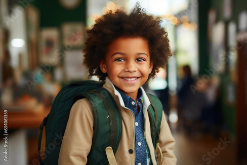 Cheerful Young Explorer Embracing the Classroom
