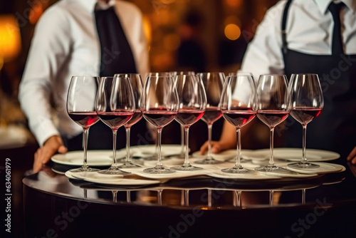 Catering Staff Serving Wine at Special Occasion