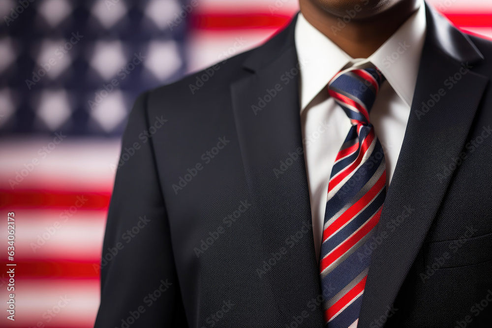 Man in Suit with USA Flag Accents